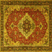 Square Machine Washable Persian Yellow Traditional Rug, wshtr1897yw