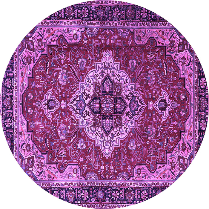 Round Persian Purple Traditional Rug, tr1897pur