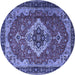 Round Machine Washable Persian Blue Traditional Rug, wshtr1897blu