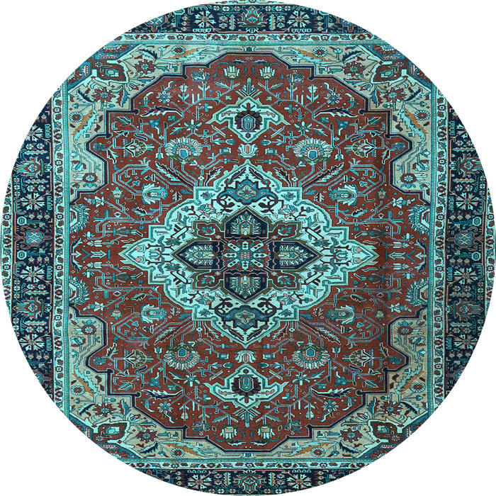 Round Persian Light Blue Traditional Rug, tr1897lblu