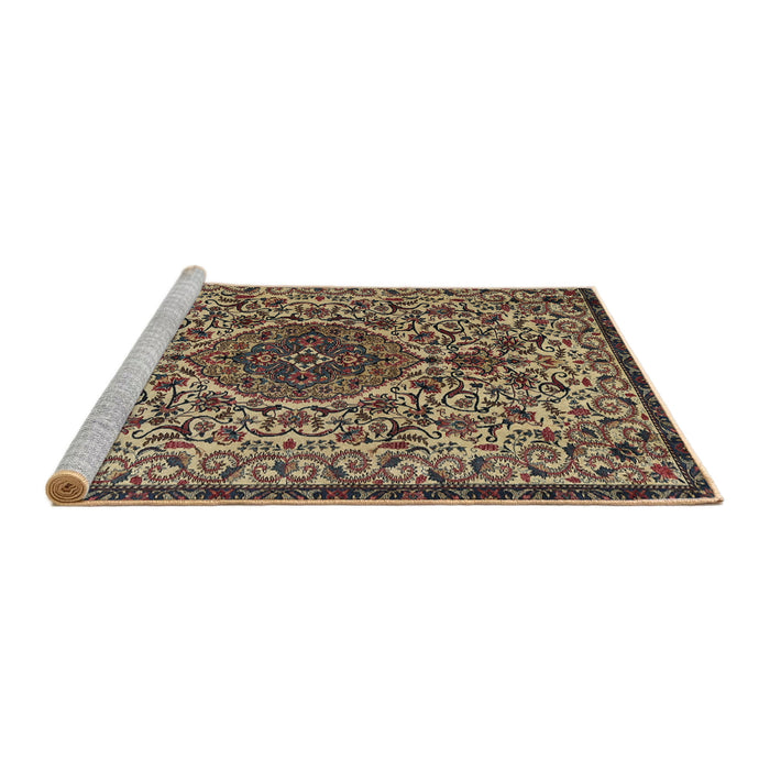 Sideview of Machine Washable Traditional Bakers Brown Rug, wshtr1898