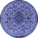 Round Machine Washable Persian Blue Traditional Rug, wshtr1898blu