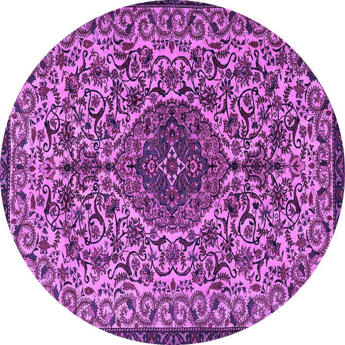 Round Machine Washable Persian Purple Traditional Area Rugs, wshtr1898pur