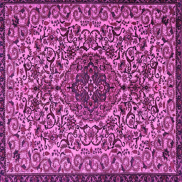 Square Machine Washable Persian Pink Traditional Rug, wshtr1898pnk