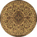 Round Machine Washable Persian Brown Traditional Rug, wshtr1898brn