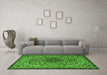 Machine Washable Persian Green Traditional Area Rugs in a Living Room,, wshtr1898grn