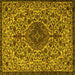 Square Machine Washable Persian Yellow Traditional Rug, wshtr1898yw