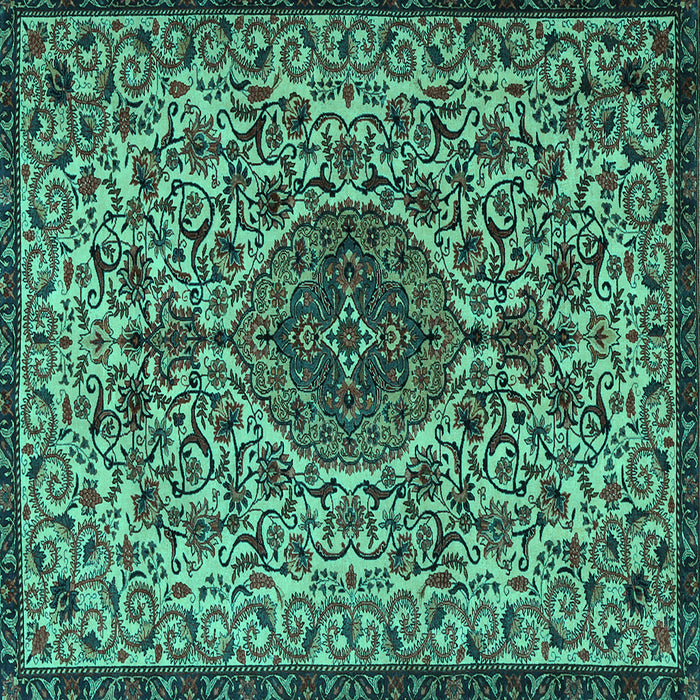 Square Machine Washable Persian Turquoise Traditional Area Rugs, wshtr1898turq
