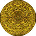 Round Machine Washable Persian Yellow Traditional Rug, wshtr1898yw