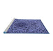 Sideview of Machine Washable Persian Blue Traditional Rug, wshtr1898blu