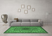 Machine Washable Persian Emerald Green Traditional Area Rugs in a Living Room,, wshtr1898emgrn