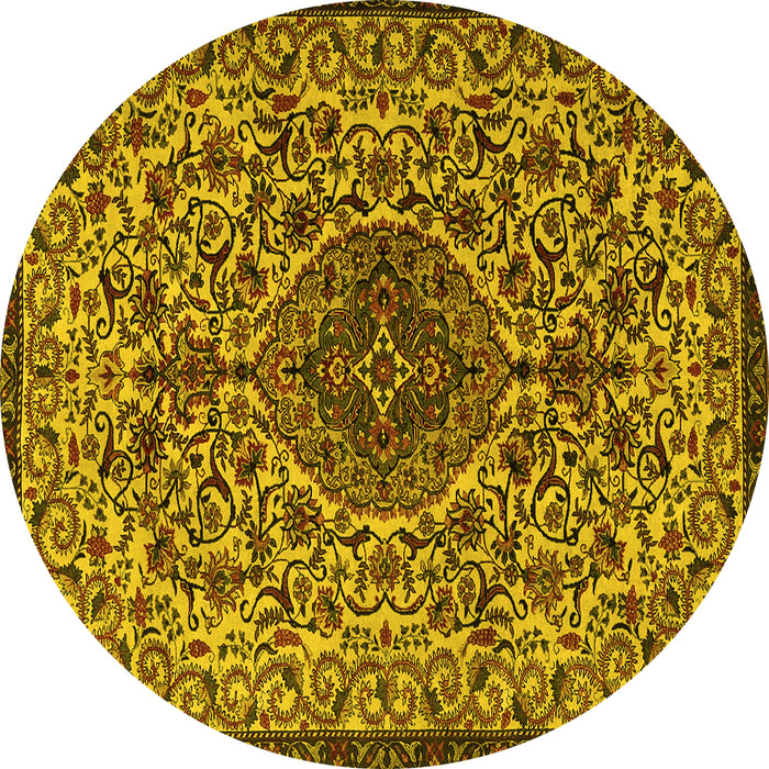 Round Persian Yellow Traditional Rug, tr1898yw