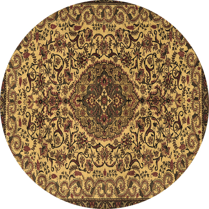 Round Persian Brown Traditional Rug, tr1898brn