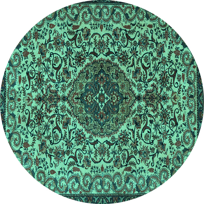 Round Persian Turquoise Traditional Rug, tr1898turq