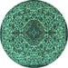 Round Persian Turquoise Traditional Rug, tr1898turq