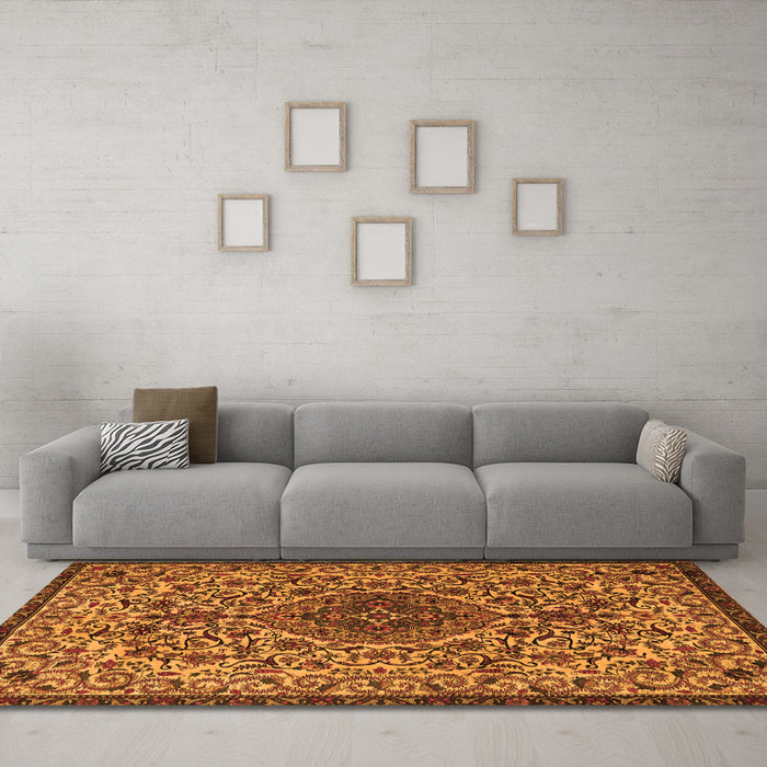 Machine Washable Persian Orange Traditional Area Rugs in a Living Room, wshtr1898org