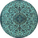 Round Machine Washable Persian Light Blue Traditional Rug, wshtr1898lblu