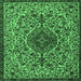 Square Machine Washable Persian Emerald Green Traditional Area Rugs, wshtr1898emgrn