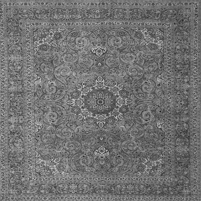 Round Machine Washable Persian Gray Traditional Rug, wshtr1899gry