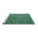 Sideview of Machine Washable Persian Turquoise Traditional Area Rugs, wshtr1899turq