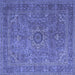 Square Machine Washable Persian Blue Traditional Rug, wshtr1899blu