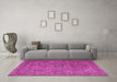 Machine Washable Persian Pink Traditional Rug in a Living Room, wshtr1899pnk