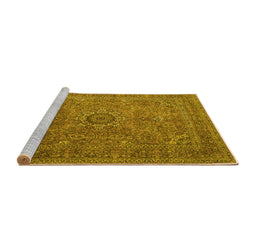 Sideview of Machine Washable Persian Yellow Traditional Rug, wshtr1899yw