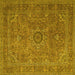 Square Machine Washable Persian Yellow Traditional Rug, wshtr1899yw