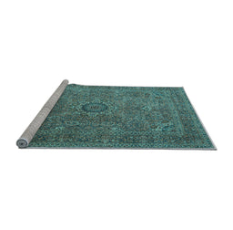 Sideview of Machine Washable Persian Light Blue Traditional Rug, wshtr1899lblu