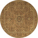 Round Persian Brown Traditional Rug, tr1899brn