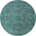 Round Machine Washable Persian Light Blue Traditional Rug, wshtr1899lblu