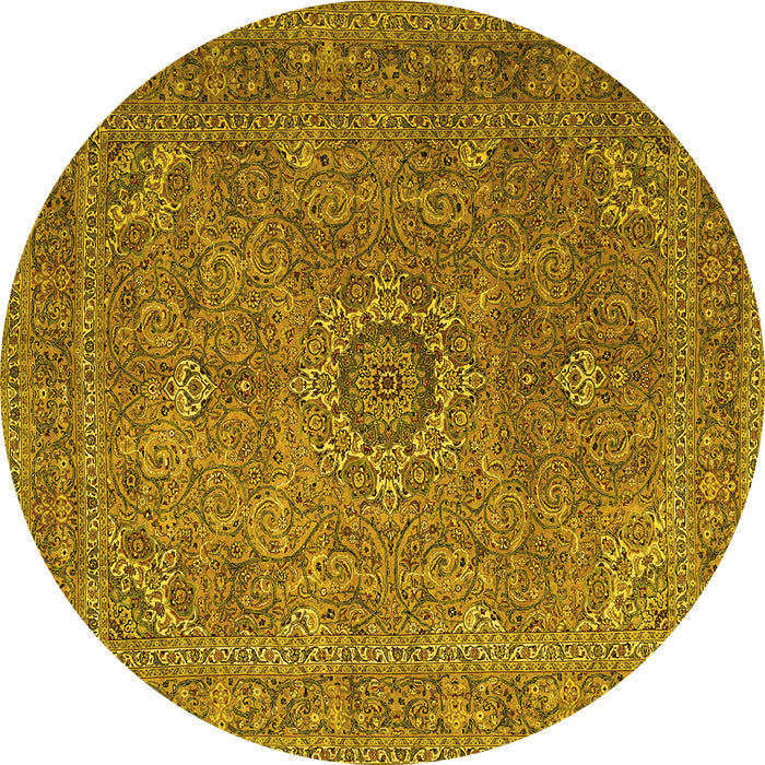 Round Persian Yellow Traditional Rug, tr1899yw