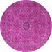 Round Machine Washable Persian Pink Traditional Rug, wshtr1899pnk