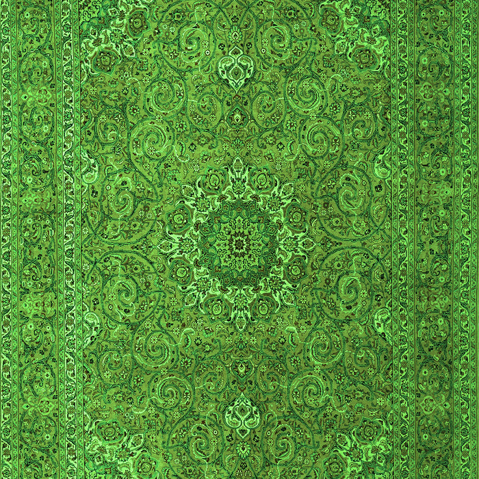 Serging Thickness of Machine Washable Persian Green Traditional Area Rugs, wshtr1899grn