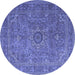 Round Machine Washable Persian Blue Traditional Rug, wshtr1899blu