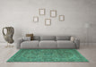 Machine Washable Persian Turquoise Traditional Area Rugs in a Living Room,, wshtr1899turq