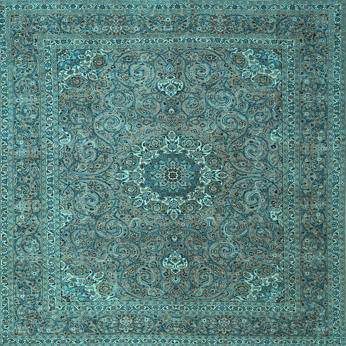 Square Machine Washable Persian Light Blue Traditional Rug, wshtr1899lblu
