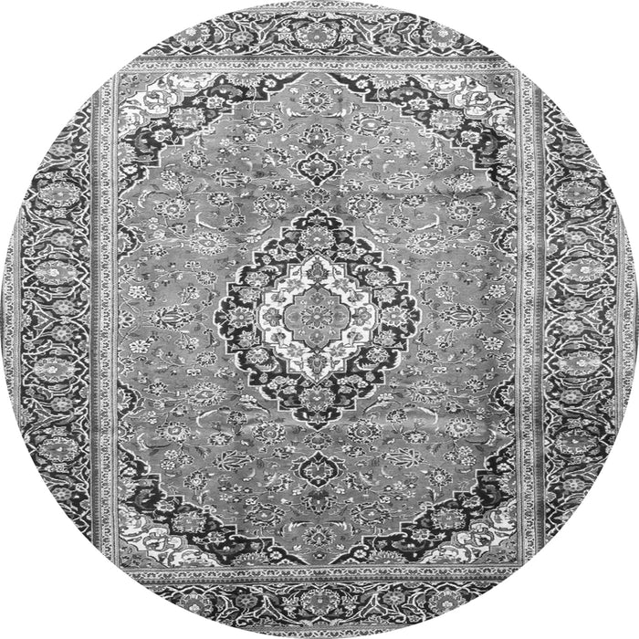 Machine Washable Medallion Gray Traditional Rug, wshtr189gry