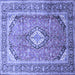 Square Medallion Blue Traditional Rug, tr189blu