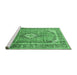 Sideview of Machine Washable Medallion Emerald Green Traditional Area Rugs, wshtr189emgrn