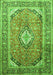 Serging Thickness of Machine Washable Medallion Green Traditional Area Rugs, wshtr189grn