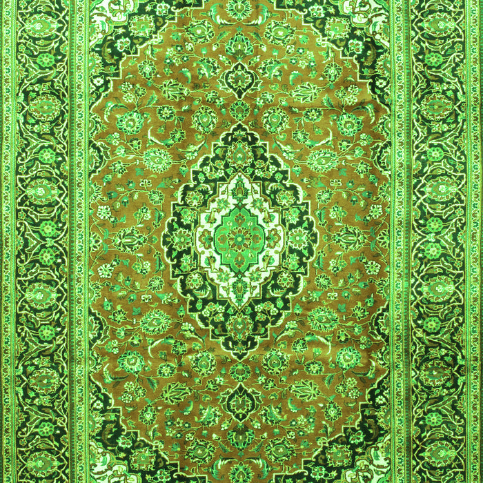 Serging Thickness of Machine Washable Medallion Green Traditional Area Rugs, wshtr189grn