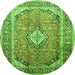 Square Medallion Green Traditional Rug, tr189grn