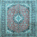 Square Medallion Light Blue Traditional Rug, tr189lblu