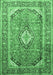 Machine Washable Medallion Emerald Green Traditional Area Rugs, wshtr189emgrn