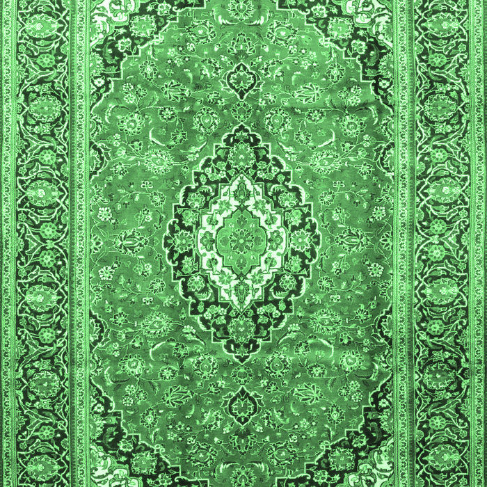 Machine Washable Medallion Emerald Green Traditional Area Rugs, wshtr189emgrn
