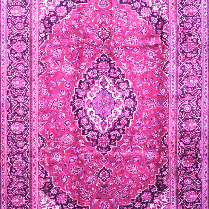 Machine Washable Medallion Pink Traditional Rug, wshtr189pnk