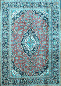 Medallion Light Blue Traditional Rug, tr189lblu