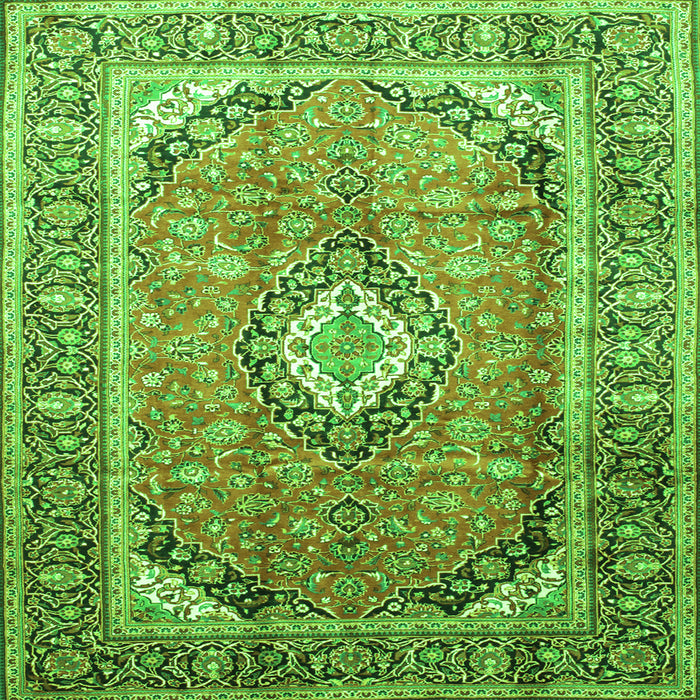 Serging Thickness of Medallion Green Traditional Rug, tr189grn