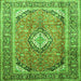 Serging Thickness of Medallion Green Traditional Rug, tr189grn